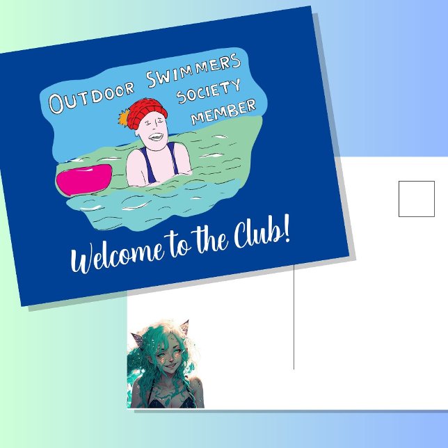 Wild swimming outdoor swimmer club member postcard (Creator Uploaded)
