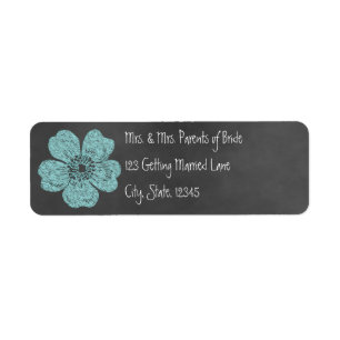 Wild Teal Roses Chalkboard Avery Label