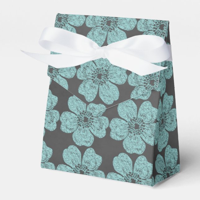 Wild Teal Roses Chalkboard Favor Box (Front Side)