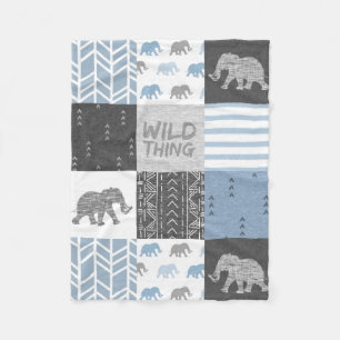 Wild Thing - Blue Elephant Fleece Blanket