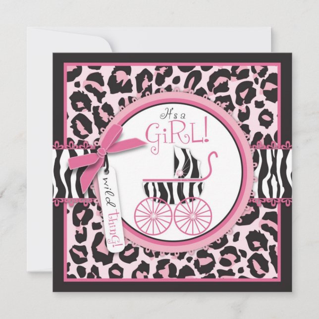 Wild Thing Invitation Square Pink B (Front)