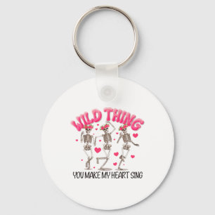 Wild Thing You Make My Heart Sing Skeleton Valenti Keychain