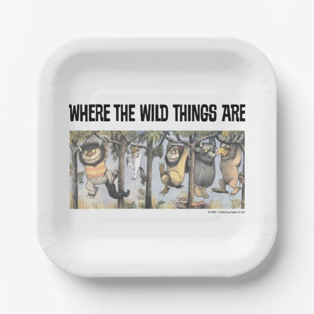 Wild Things and Max Swinging From Trees Paper Plate (Front)
