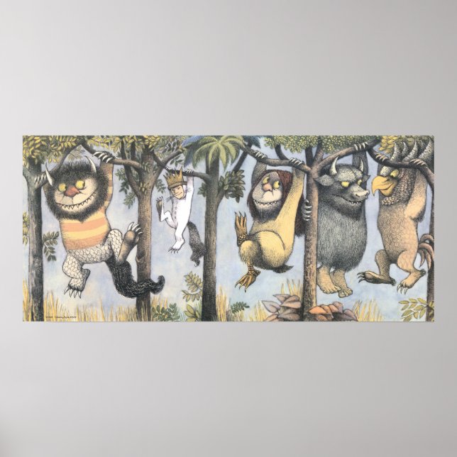 Wild Things and Max Swinging From Trees Poster (Front)