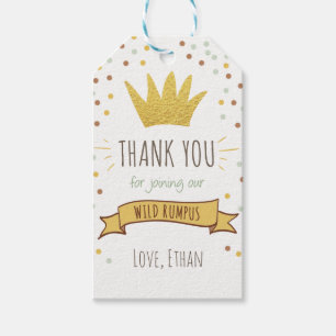 Wild things thank you favour gift tag Crown Boy
