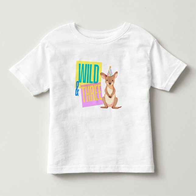Wild & Three 3rd Birthday Kangaroo T-Shirt (Front)