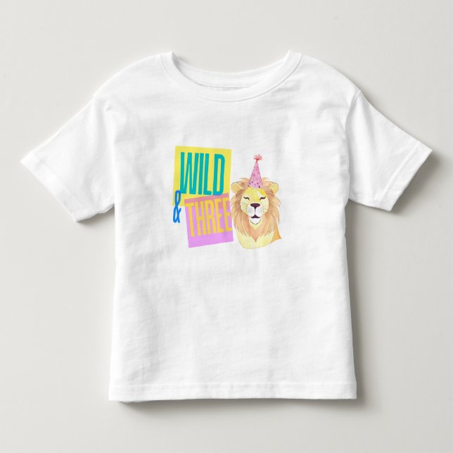 Wild & Three 3rd Birthday Lion T-Shirt (Front)