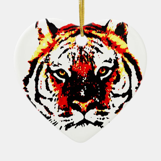 Wild Tiger Eyes Ceramic Ornament (Front)