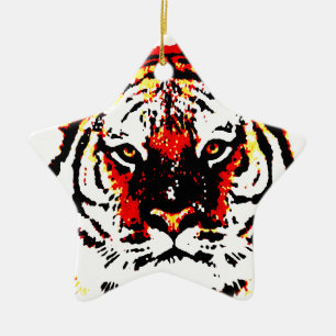 Wild Tiger Eyes Ceramic Ornament