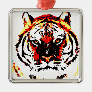 Wild Tiger Eyes Metal Ornament