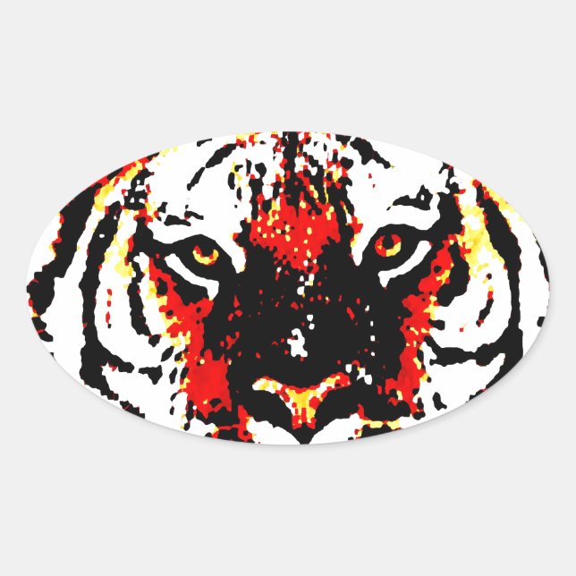 Wild Tiger Eyes Oval Sticker (Front)