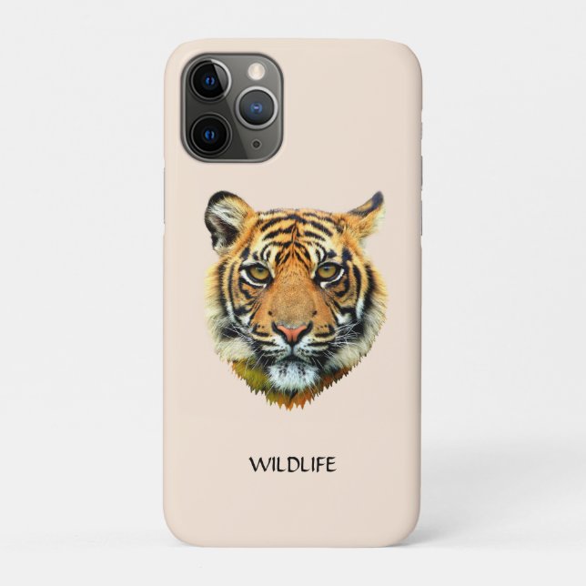 Wild Tiger Face on Light Beige Case-Mate iPhone Case (Back)