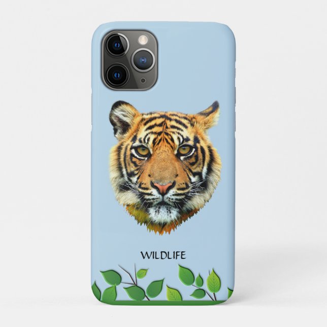 Wild Tiger Face on Light Blue Case-Mate iPhone Case (Back)