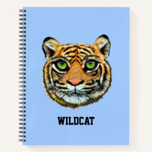 Wild Tiger Face on Light Blue Notebook