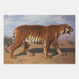 Wild Tiger Hunting its Prey (by Rosa Bonheur) Wrapping Paper Sheet