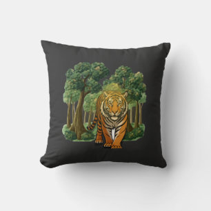 “Wild Tiger in the Forest – Natural Light Jungle D Throw Pillow