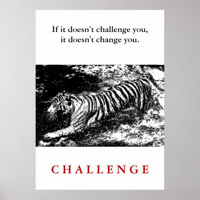 Wild Tiger Motivational Challenge Quote Poster (Front)