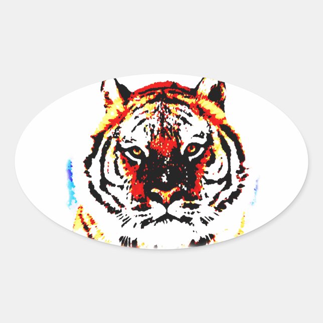 Wild Tiger Oval Sticker (Front)