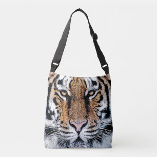 Wild Tiger Portrait Graphic Press Style Crossbody Bag