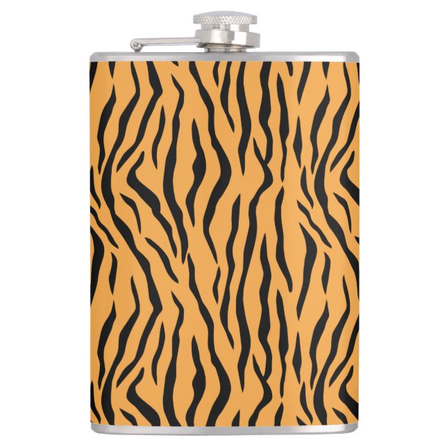 Wild Tiger Skin Pattern Hip Flask (Front)