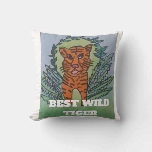 Wild Tiger Throw Pillow (Front)