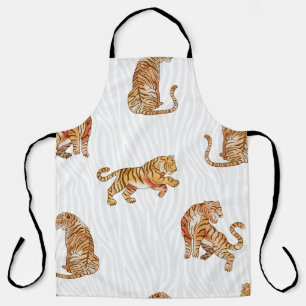 Wild Tigers: Watercolor Animal Pattern. Apron