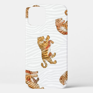 Wild Tigers: Watercolor Animal Pattern. iPhone 12 Case