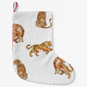 Wild Tigers: Watercolor Animal Pattern. Small Christmas Stocking