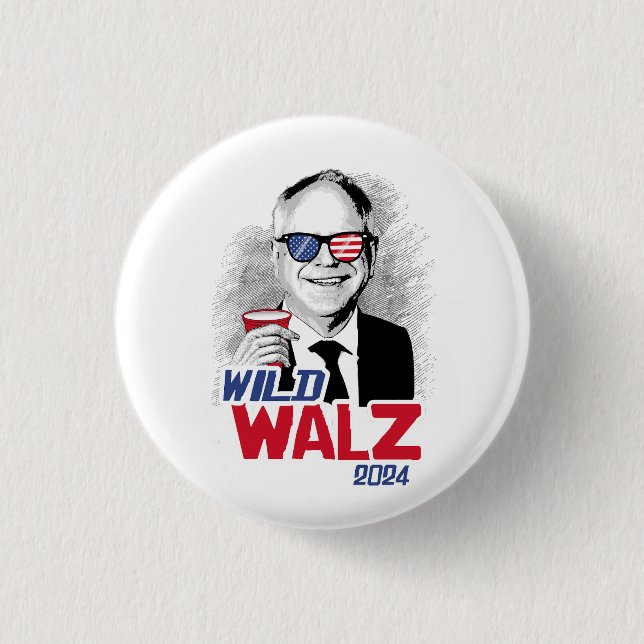 Wild Tim Walz 1 Inch Round Button (Front)