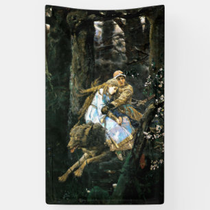 Wild Timber Wolf Carrying Girl Banner