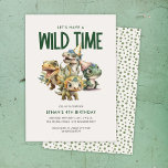 Wild Time Cute Dinosaur Kids Birthday Party Invitation<br><div class="desc">Celebrate your wild one's birthday with our Wild Time Cute Dinosaur Kids Birthday Party Invitation! This birthday invitation features cute baby dinosaurs in party hats perfect for any kids age.</div>