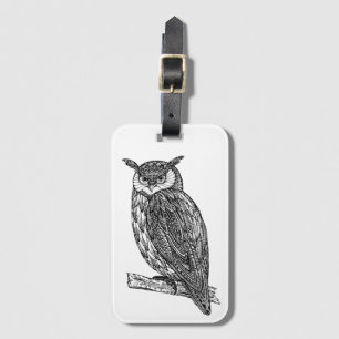Wild Totem Animal Owl Doodle Luggage Tag