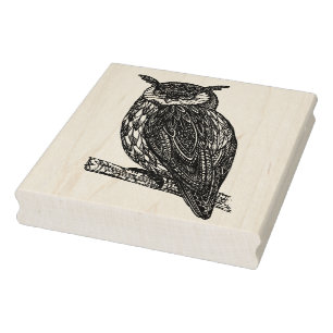 Wild Totem Animal Owl Doodle Rubber Stamp