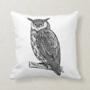 Wild Totem Animal Owl Doodle Throw Pillow