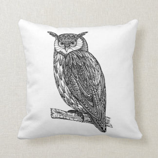 Wild Totem Animal Owl Doodle Throw Pillow