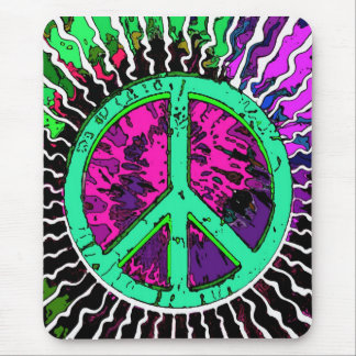 Wild Trippy Hippie Peace Sign Mouse Pad