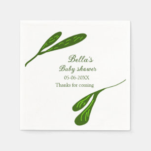 Wild tropical beach leaves baby shower add name napkin