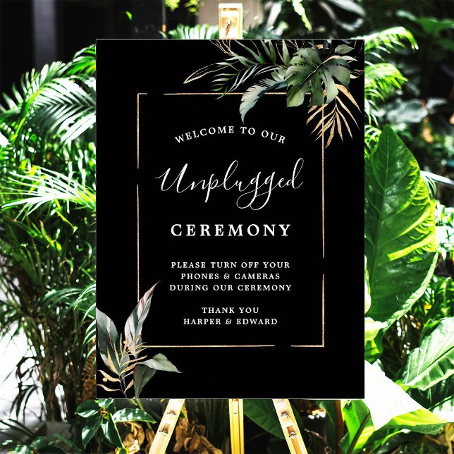 Wild Tropical Foliage Unplugged Wedding Ceremony Poster (Creator Uploaded)