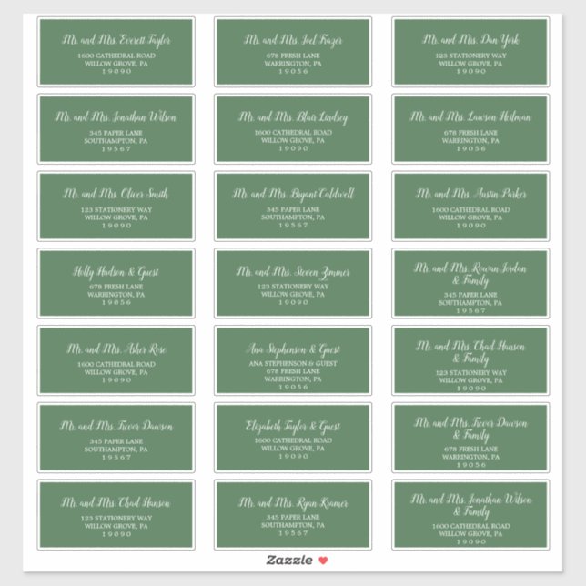 Wild Tropical Green Mariage Étiquettes de adresse  (Feuille)