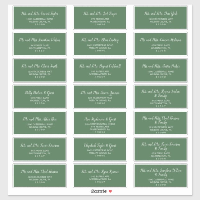 Wild Tropical Green Wedding Guest Address Labels (Sheet)