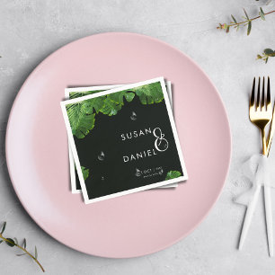 Wild Tropical Lush Palm Leaves & Modern Wedding Napkin
