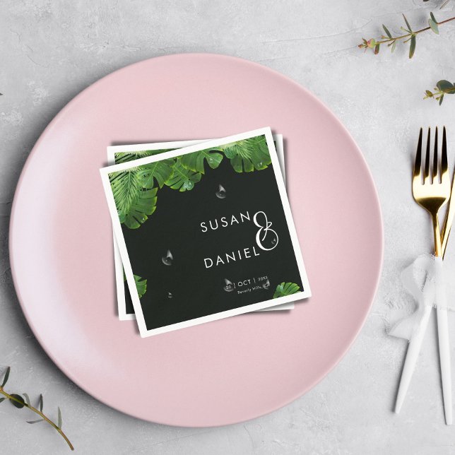 Wild Tropical Lush Palm Leaves & Modern Wedding Napkin (Creator Uploaded)