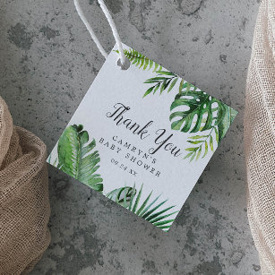 Wild Tropical Palm Baby Shower Thank You Favour Tags