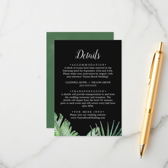 Wild Tropical Palm | Black Details Enclosure Card (Front/Back In Situ)