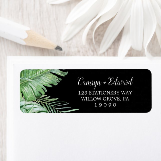 Wild Tropical Palm | Black Return Address Label (Insitu)