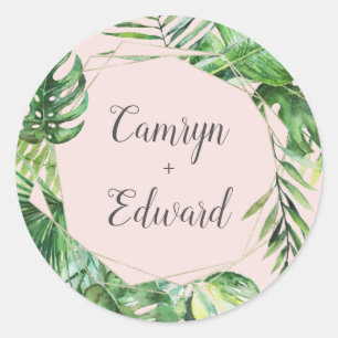 Wild Tropical Palm   Blush Geometric Envelope Seal