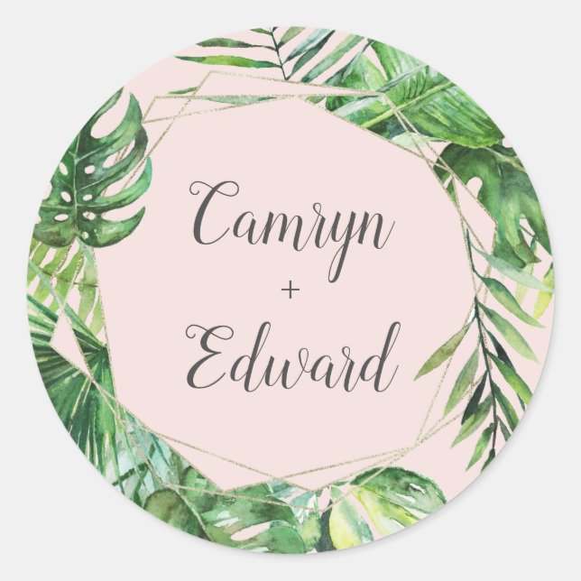 Wild Tropical Palm | Blush Geometric Envelope Seal (Front)