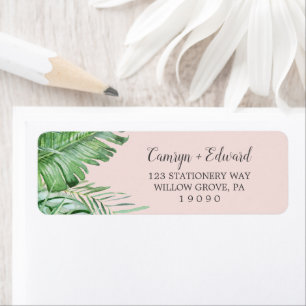 Wild Tropical Palm   Blush Return Address Label