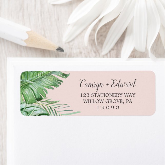 Wild Tropical Palm | Blush Return Address Label (Insitu)