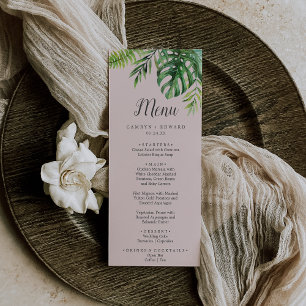 Wild Tropical Palm   Blush Wedding Dinner Menu